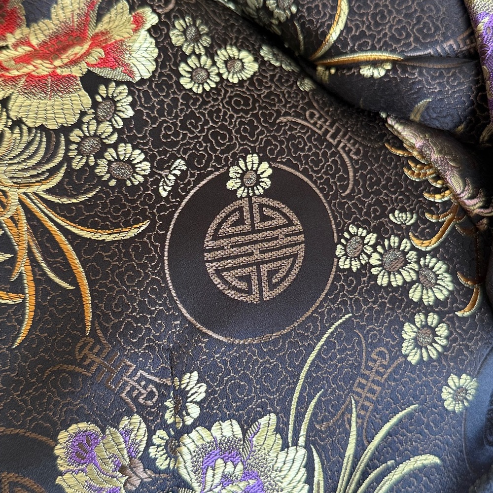 Vintage Asian brocade mandarin collar side slit’s reversible cocktail jacket - Picture 10 of 15